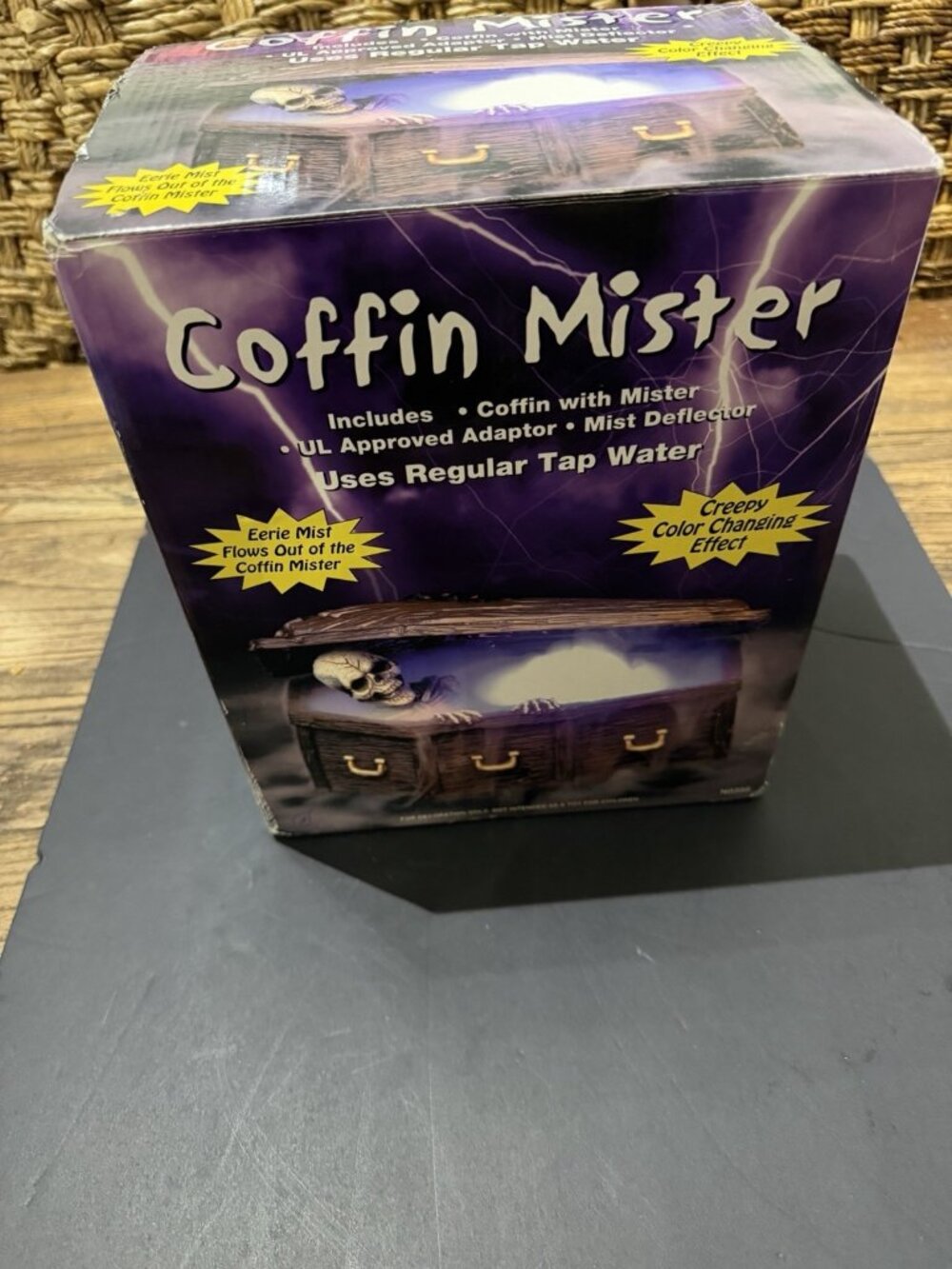 Halloween Wooden Coffin Mister Decor Open Box